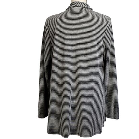 I.N. Studio Gray Stripe Long Sleeve Cardigan Career Large - Picture 3 of 8